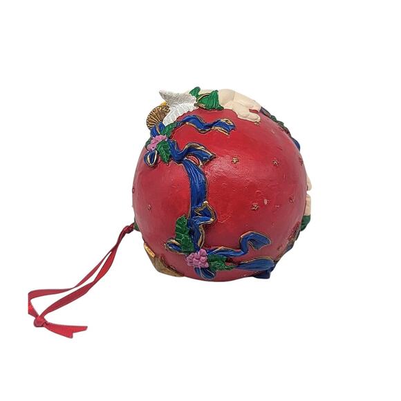 Vintage Beautiful Angels Watching Over Baby Jesus In Manger Christmas Ornament - Picture 5 of 6